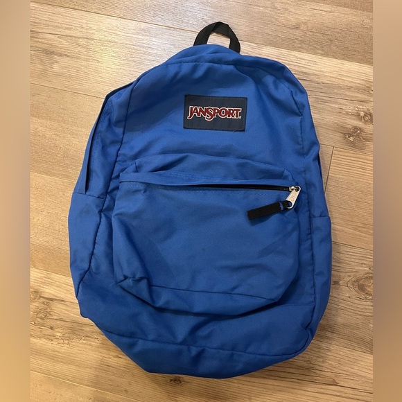 JanSport Blue Classic Backpack with Front Pocket - Picture 1 of 4